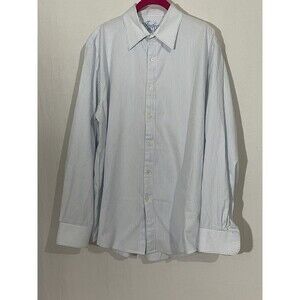 INDIGO PALMS Mens Large Striped Dress Shirt Blue White Long Sleeve
